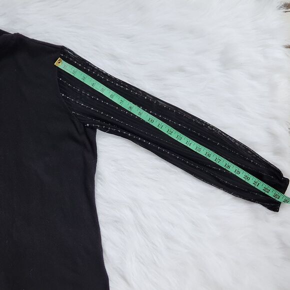 Anne Klein NWT Mock High Neck Mesh Metallic Sleeve Sweater‎ Cotton Knit Size M - Picture 6 of 8